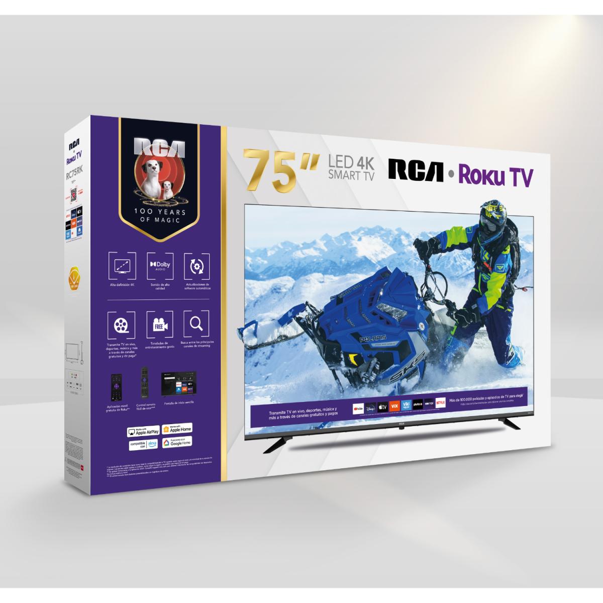 TV RCA LED 75" SMART ROKU FRAMELSS 4K