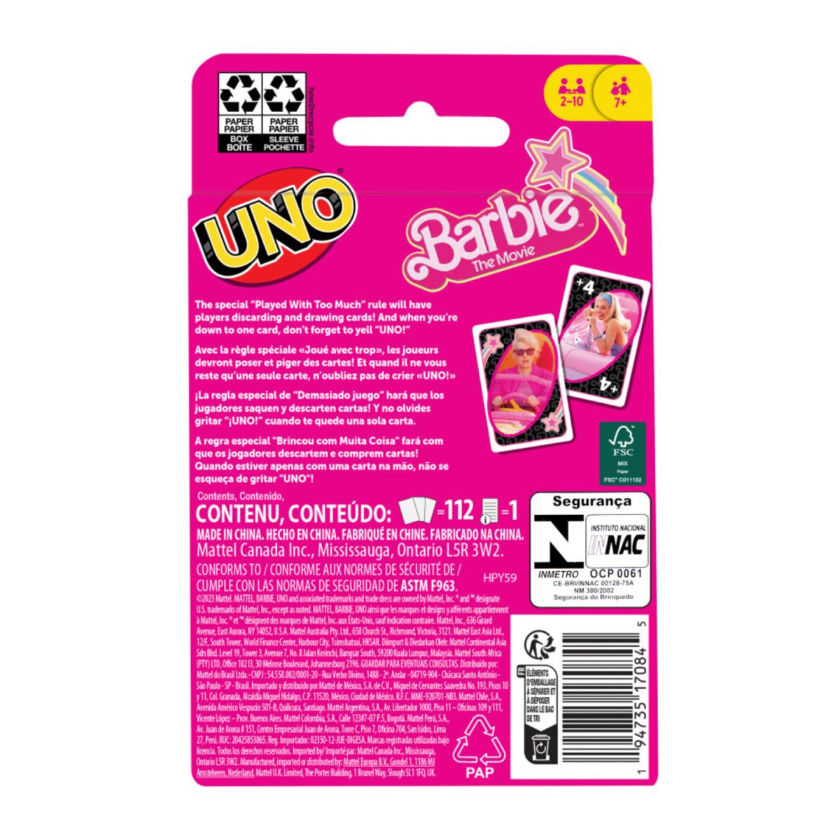 UNO BARBIE JUEGO DE MESA