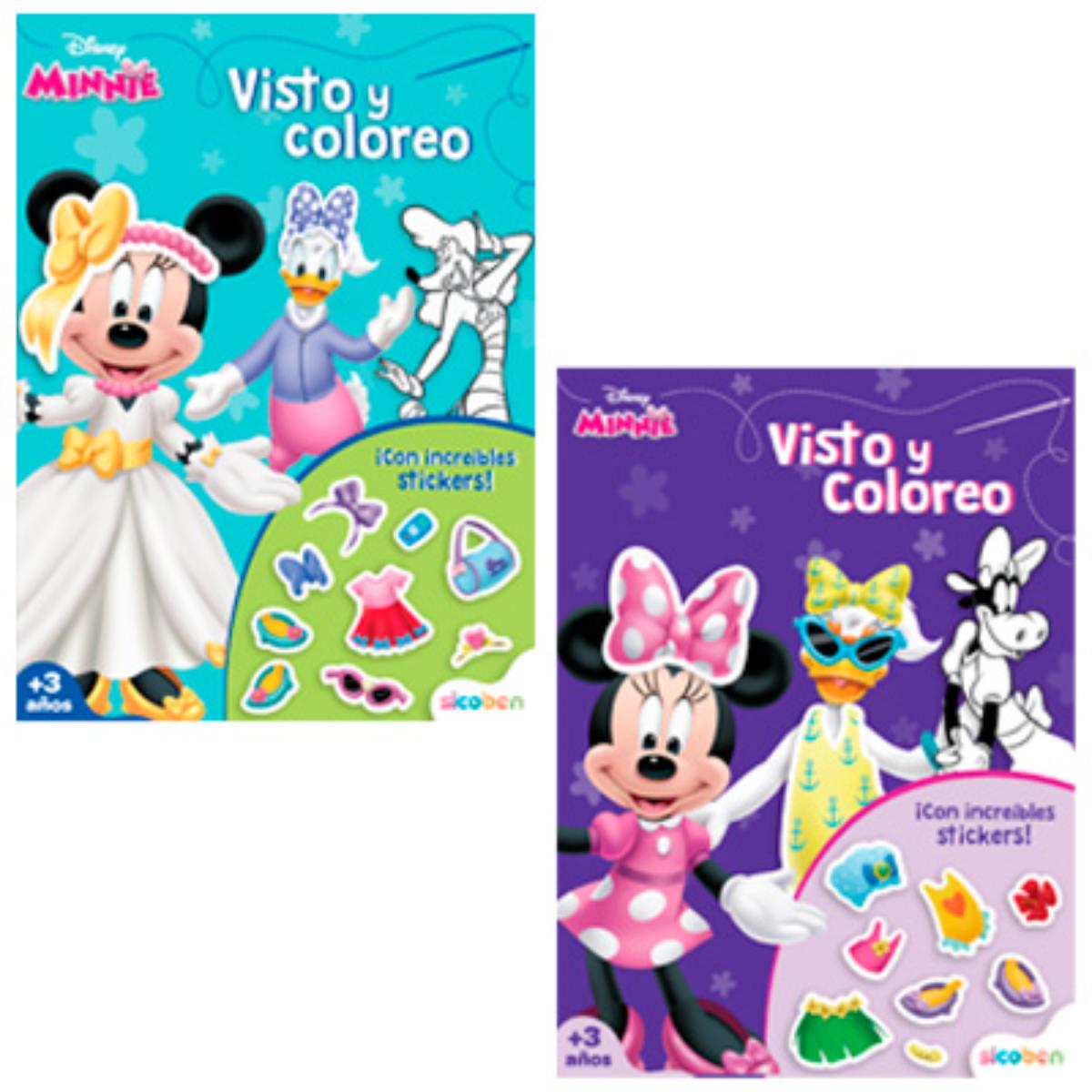 LIBRO VISTO Y COLOREO MINNIE 16PG C/STIC