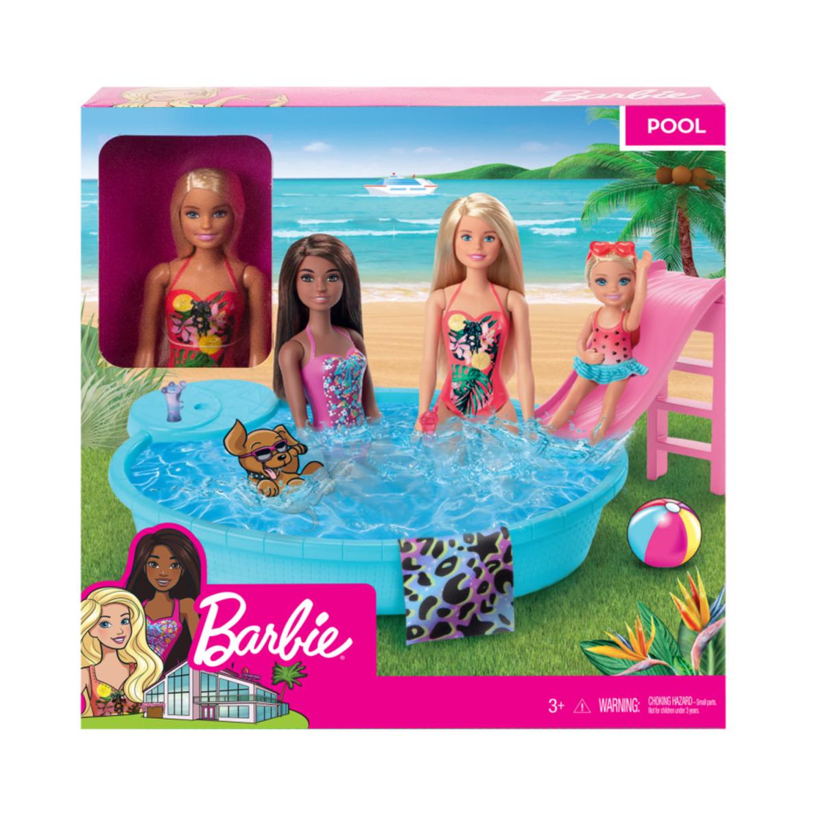 BARBIE SET CON PISCINA Y TOBOGAN