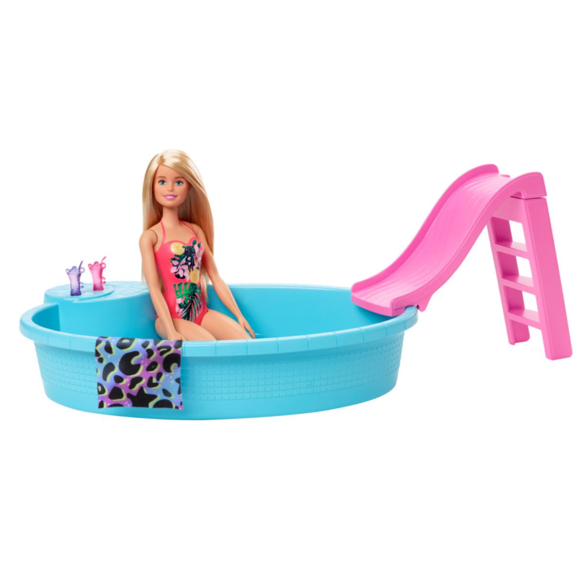 BARBIE SET CON PISCINA Y TOBOGAN