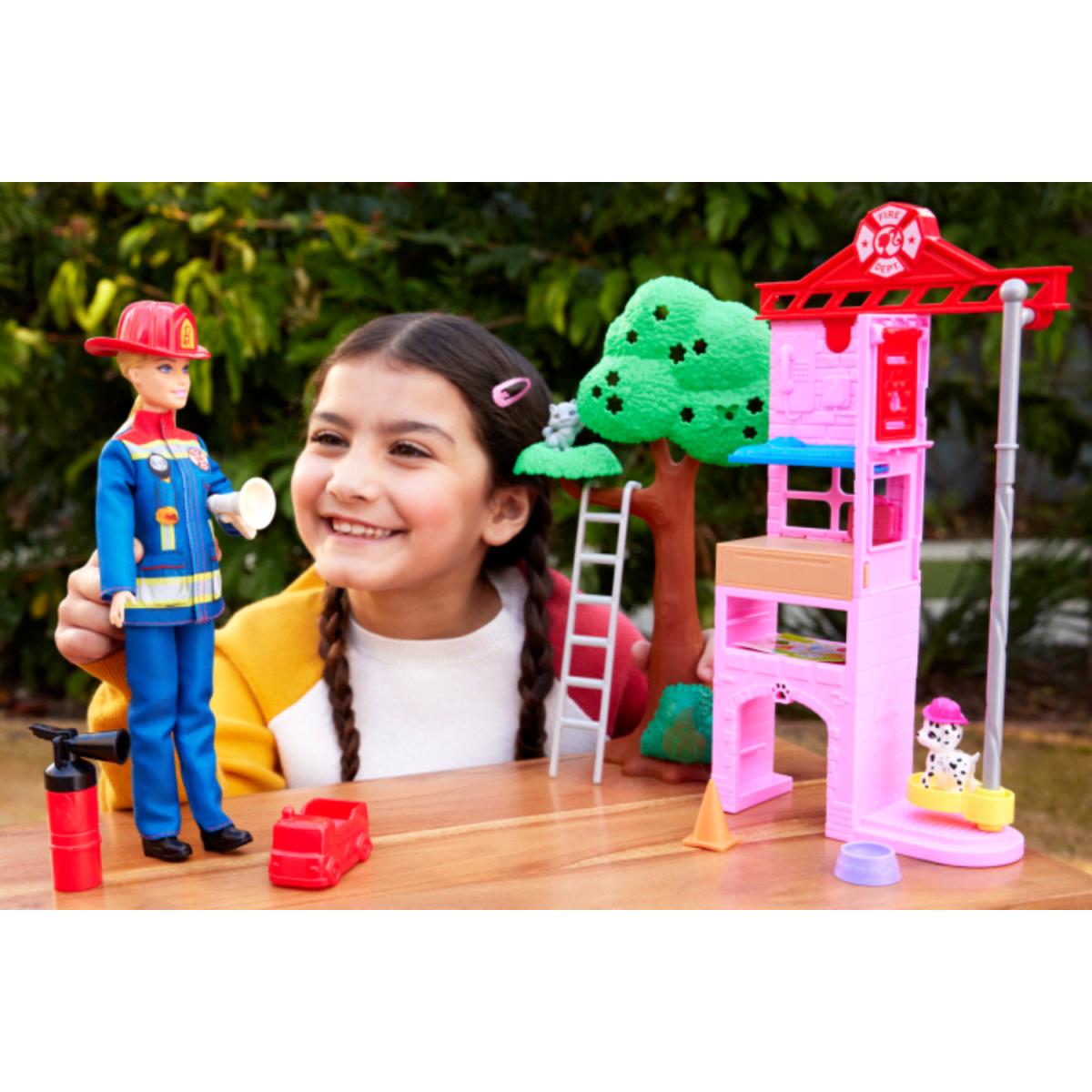 BARBIE PROFESIONES SET JUEGO BOMBERA RES