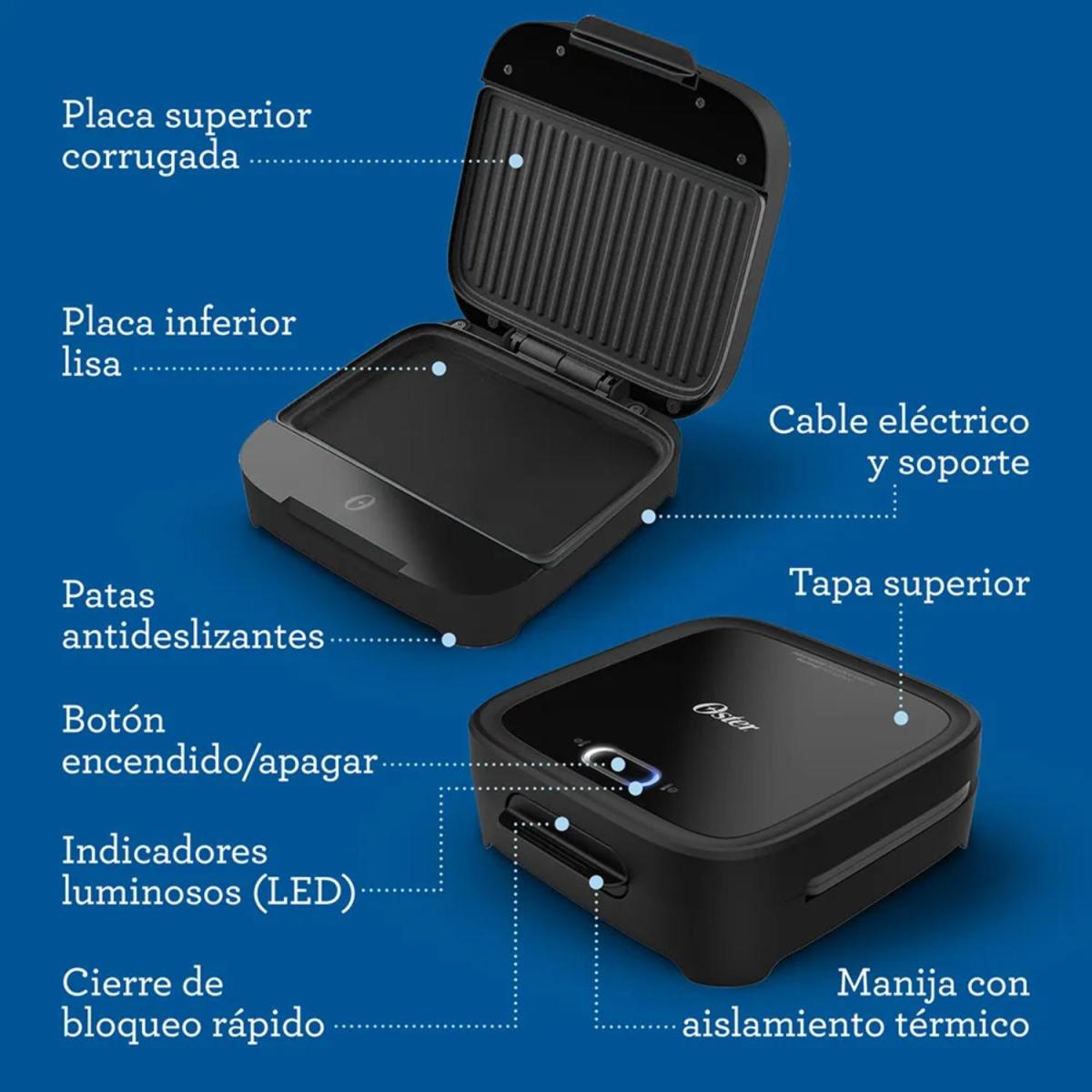 SANDWICHERA COMPACTA 2 REBANADAS NEGRA