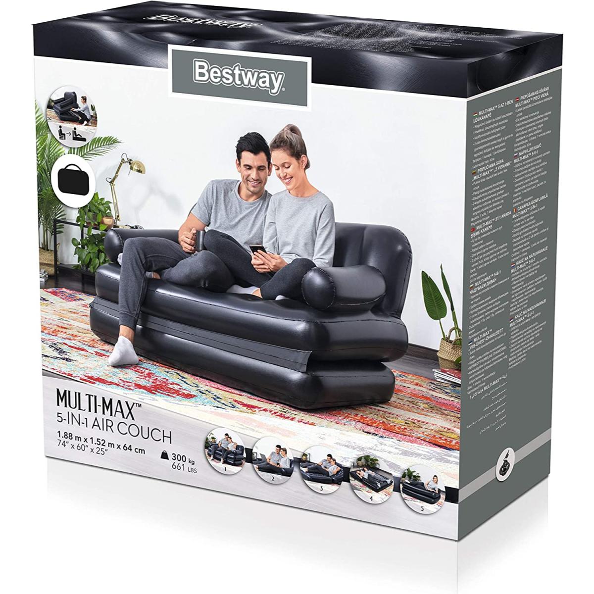 SILLON INFLABLE 2 EN 1 NEGRO